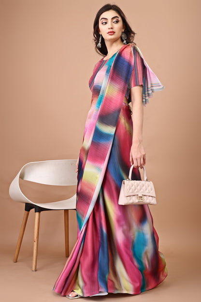 Molly Brown Stylish & Beautiful Satin Georgette Digitally Printed Party Wear Sarees with Blouse Piece