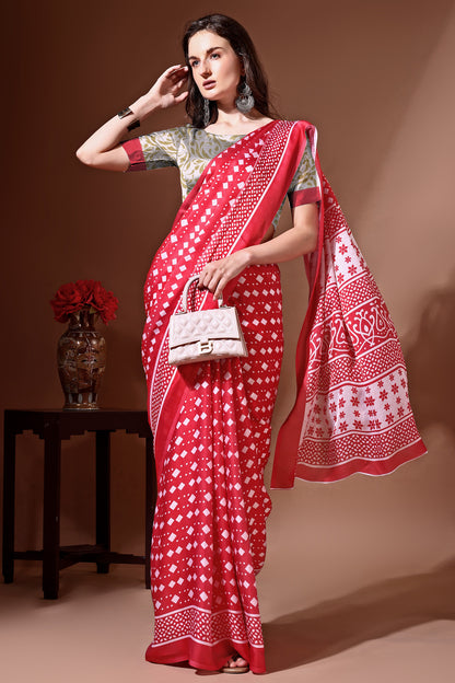 Stylish & Beautiful Satin Georgette Digitally Printed Party Wear Sarees with Blouse Piece
