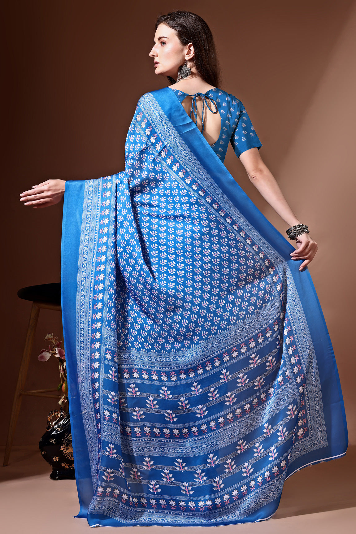 Stylish & Beautiful Satin Georgette Digitally Printed Party Wear Sarees with Blouse Piece